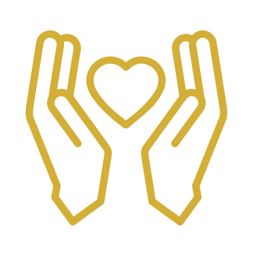 Two hands holding love heart icon